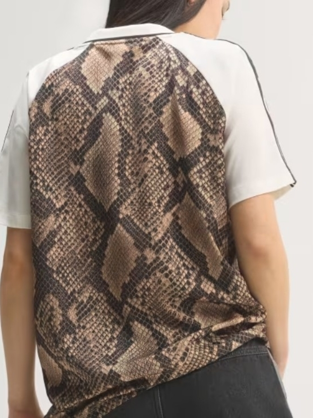 Adidas Snake Print Trefoil Tee in Brown & Cream - Picture 2 of 9